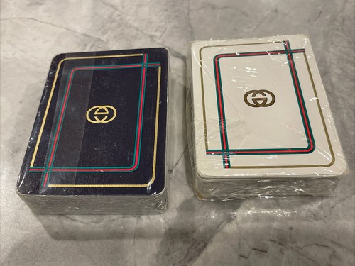 ¡Estuche doble de cuero rojo Gucci 2 barajas de naipes con logotipo GG! ¡De colección sin usar! - Imagen 2 de 7