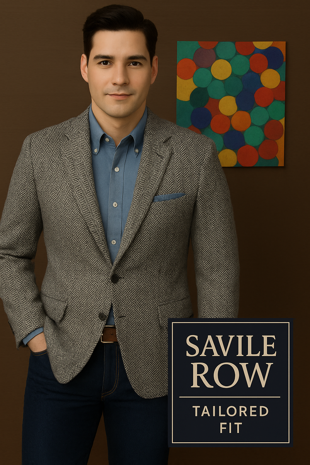 FILA Savile Row cappotto sportivo uomo 42 grigio spina di pesce classico lana blazer tweed giacca