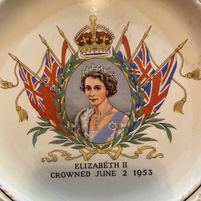 Vintage Queen Elizabeth II Square Coronation Plate 1953 Royal