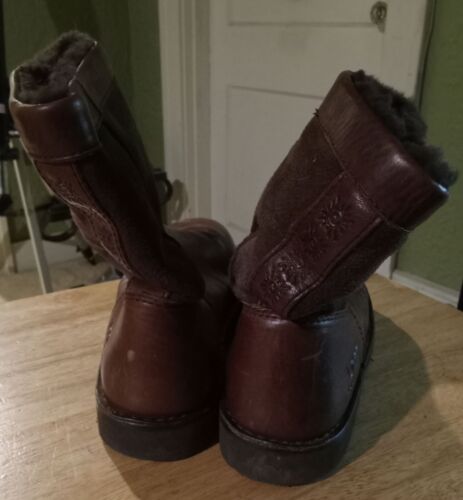 UGG Australia Wrangell Leather Brown Shearling Waterproof Boots 5263 Sz 6 - Picture 4 of 14