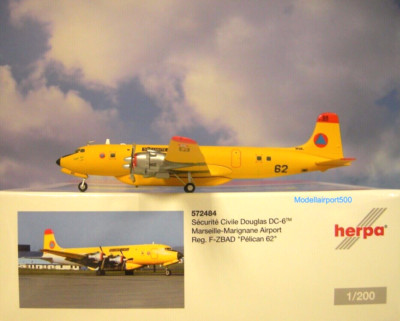 Herpa Wings 1:200  Douglas DC-6  Securite Civile F-ZBAD 572484 Modellairport500