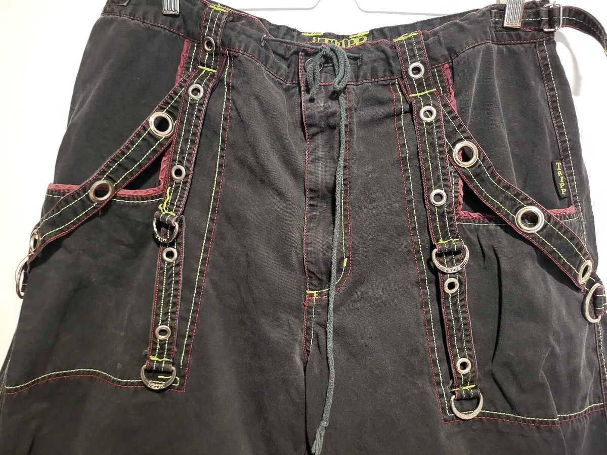 TRIPP NYC MEN'S XL CARGO ZIP-OFF SHORTS GOTH RAVE BONDAGE