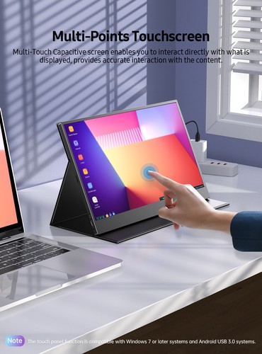 UPERFECT 1920x1080 Touchscreen Monitor Portable Monitor 15.6" Extend Laptop - Picture 2 of 12