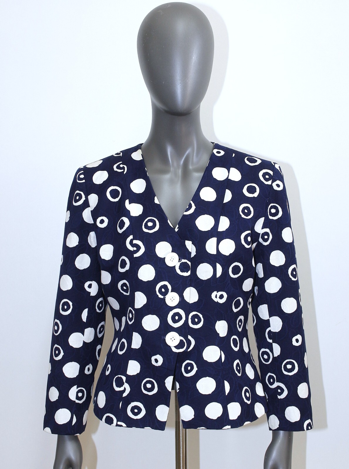 Giacca cotone jacquard blu bianco vintage anni 80 YVES SAINT LAURENT VARIANTE taglia M