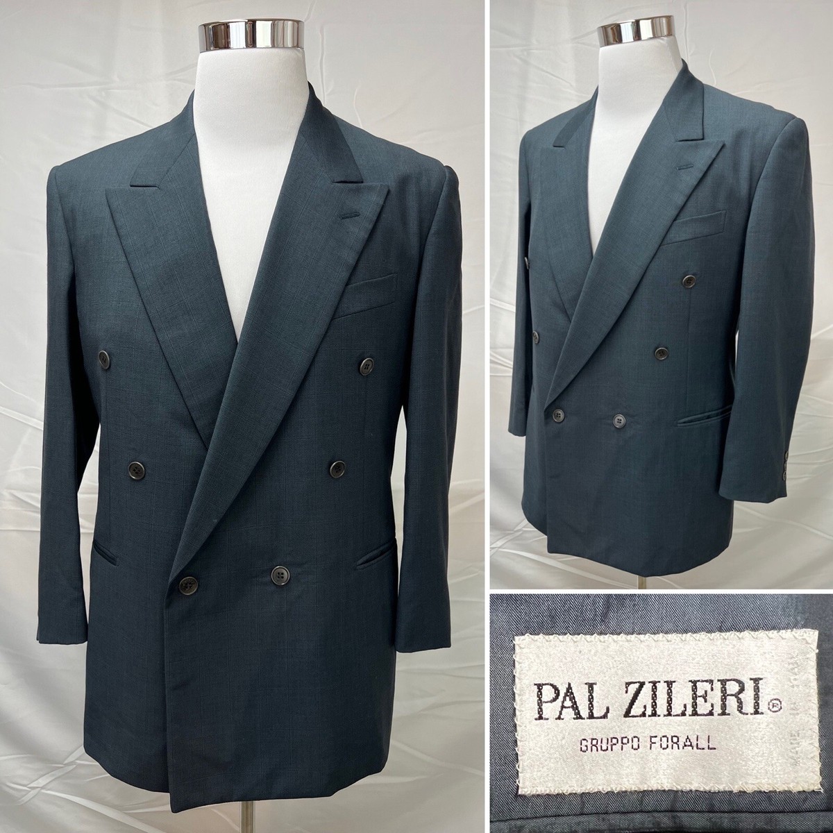 PAL ZILERI チェスターコート 48 Men's Pal Zileri EU 48 (US 38) Charcoal Gray Plaid Double