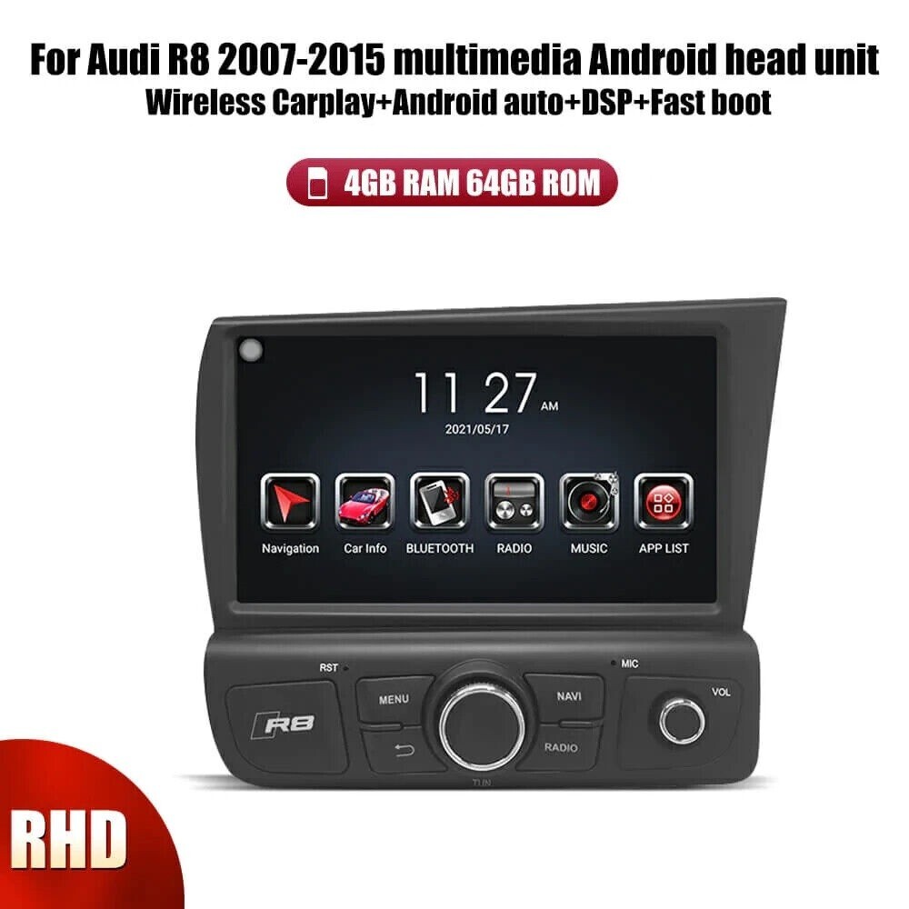 8" Touch Screen GPS Navigation CarPlay For AUDI R8 2007~2015 New Android Radio
