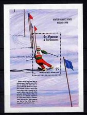 1998 Olympics - Skis - ST. VINCENT - Block MNH