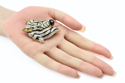 スワロフスキーゼブラ Splendid Swarovski Signed Zebra Head Gold Tone Encrusted Crystal