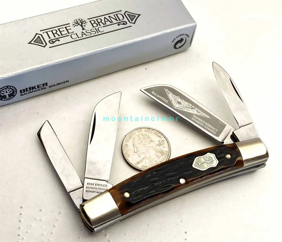 Cuchillo Boker Solingen Alemania RARO Congreso CREST Escudo Hueso Marrón 3.6" 5464BBSM Foto 2 de 4