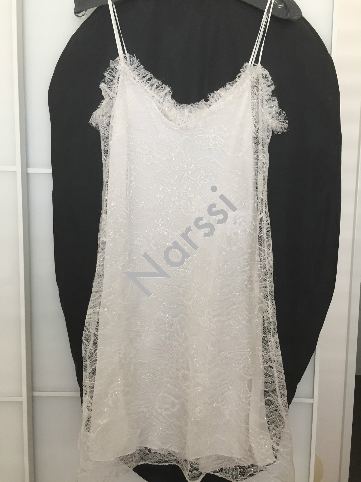 NUOVO SENZA ETICHETTE! Abito slip Runway Saint Laurent bianco glitter FR36