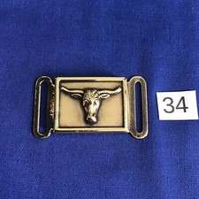 VINTAGE TEXAS LONGHORN STEER BRASS BELT BUCKLE MAGNETIC LATCH MECHANISM