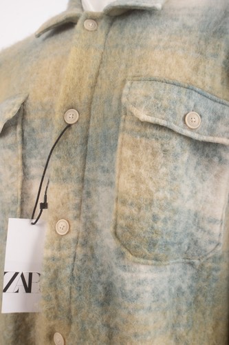 Zara Mens Shacket Jacket Blue Button Down Blue green XL X-Large 7545/527 NWT - Picture 4 of 6