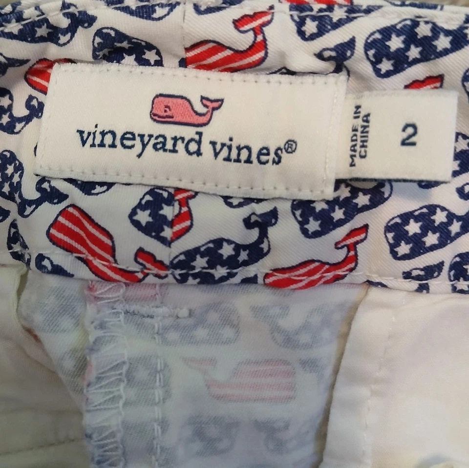 Pantalones Cortos Para Mujer Vineyard Vines Elegantes Estampado de Ballenas EE. UU. Talla 2 Foto 3 de 4