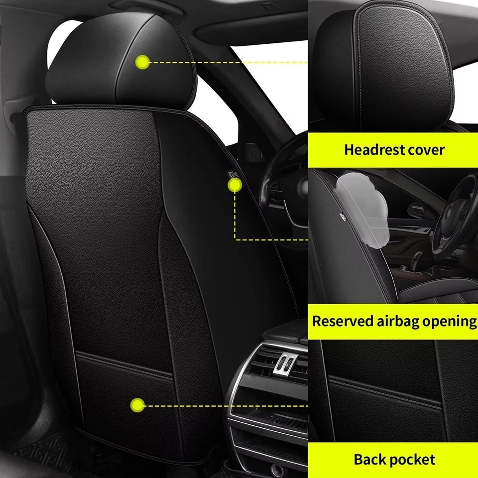Waterproof Front Row PU Leather 2-Sit Car Seat Covers For Ford Ranger 2007-2024 Foto 3 de 4