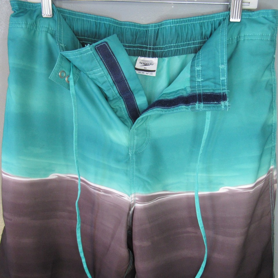 Speedo Board Shorts Mens Size XL MeshLined Teal Blue Black Swim Trunks