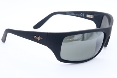 Maui Jim Peahi MJ 202-2M Wrap Black Wrap Sunglasses Gray Polarized Lens 65mm (C) Maui Jim Peahi MJ 202-2M Rubber Black Wrap Sunglasses Gray  main image 2