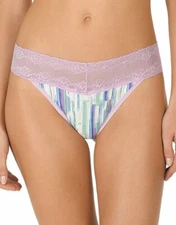 Natori BLISS PERFECTION Cool SoCo Print Light Wisteria Lace V-Kini Bikini - O/S
