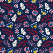 BTY MLB Chicago Cubs Bear Cub Dark Navy Cotton Fabric By The Yard 60023