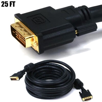 25FT DVI-D Dual Link Male to Male Monitor Cable PC HDTV 24AWG CL2 Gold Plated