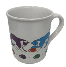 VTG Ceramic 1984 Current Inc Coffee Mug Tea Cup  Kitty Cats Kittens Yarn Balls