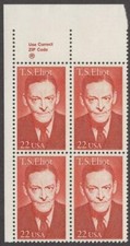 Scott # 2239 - ZIP Block Of 4 - T.S. Eliot -  MNH - 1986