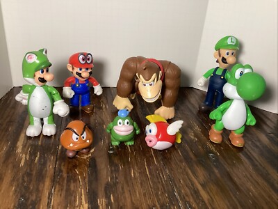 (8) NINTENDO SUPER MARIO BROTHERS ASSORTED MISC FIGURE LOT JAKKS PACIFIC PVC  
