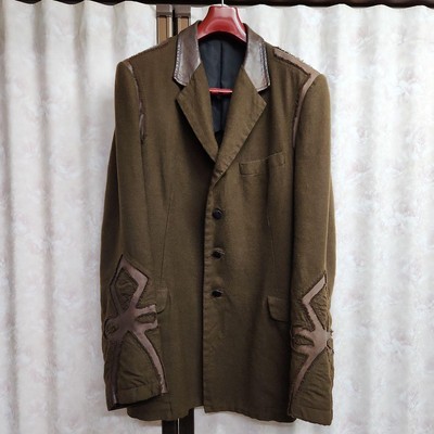 03AW PIMP Period Yohji Yamamoto Leather Switching Tailored Jacket 