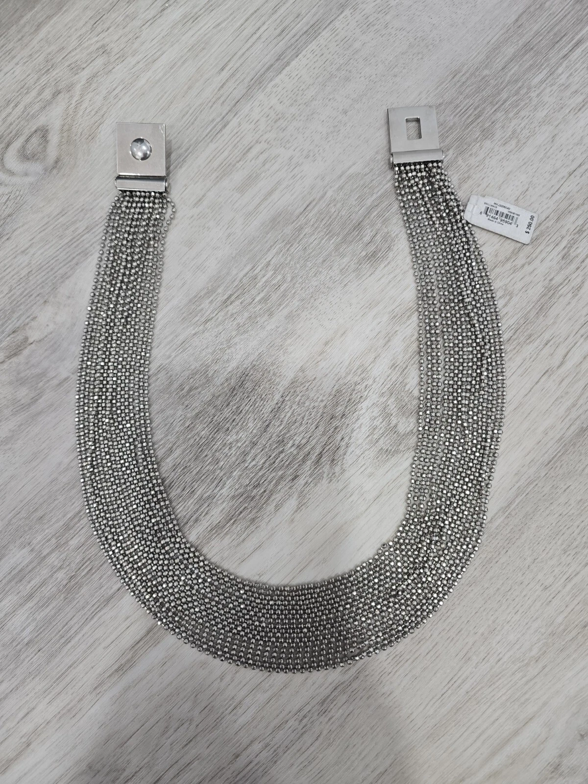 COLLANA DI PERLINE MULTIFILO BRILLANTE ARGENTO MICHAEL KORS CHIUSURA GIREVOLE NUOVA CON ETICHETTE