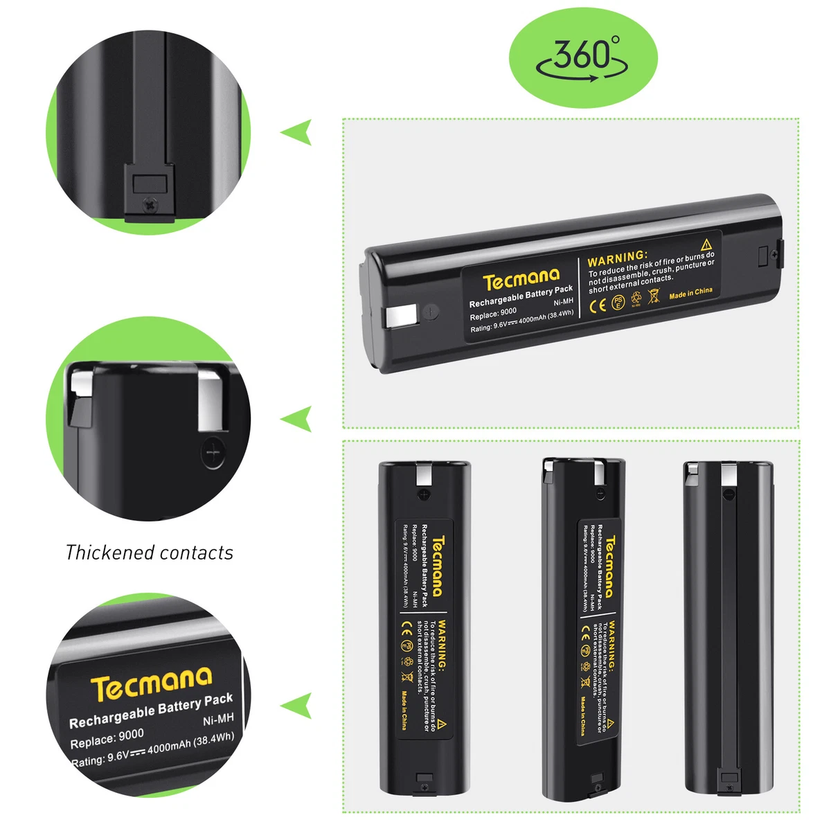 For Makita 9000 9001 9002 9033 9034 192696 2 632007 4 4000mAh 9.6V