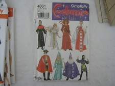 Simplicity Pattern 4861 Pirate Wizard Ninja Princess Angel Devil Size SML Uncut