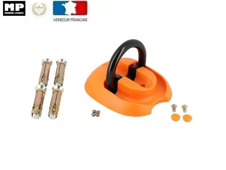 Système anneau d'ancrage antivol à double fixation sol ou mur pour sécuriser scooter et moto