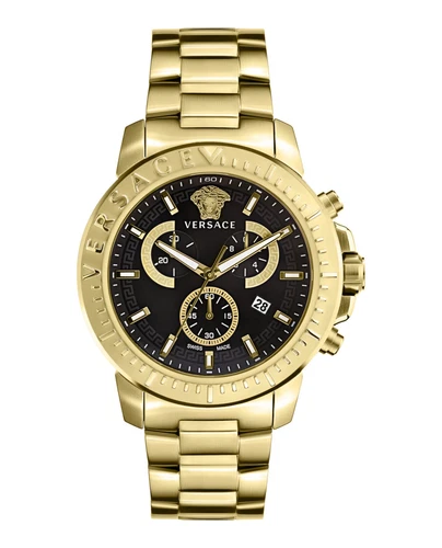 Versace VE2E00921 Cassa e Bracciale in Acciaio Inox Oro 45mm con Quadrante Nero...