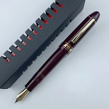 2023 Junlai WingSung 630 Jumbo Torpedo Piston Fountain Pen Red Golden Clip 0.6mm