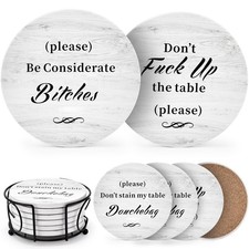 White Elephant Gifts for Adults, Funny Coasters Set of 6 with Holder Christma...