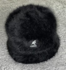 Vintage Kangol Black Furgora Bin Hat Black Size Medium Angora Nylon Fuzzy M
