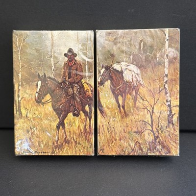 Vtg Unopened Hoyle Double Deck Playing Cards Duane Bryers Western Art Cowboy