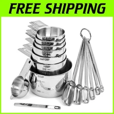 Precision Measuring Cups and Spoons Set in Stainless Steel