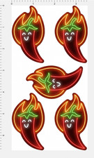 Red Hot Chili Peppers Neon Scrapbook Sticker Set 4" x 7" Sheet Fire