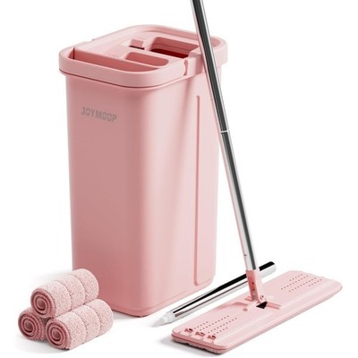 Self-Cleaning Mop and Bucket Set with Wringer 3 Reusable Microfiber Pads for