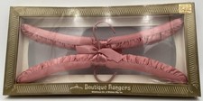Vintage NOS Boutique Satin Luxury Dark Pink Clothes Hangers Set of 2 in Box NOS