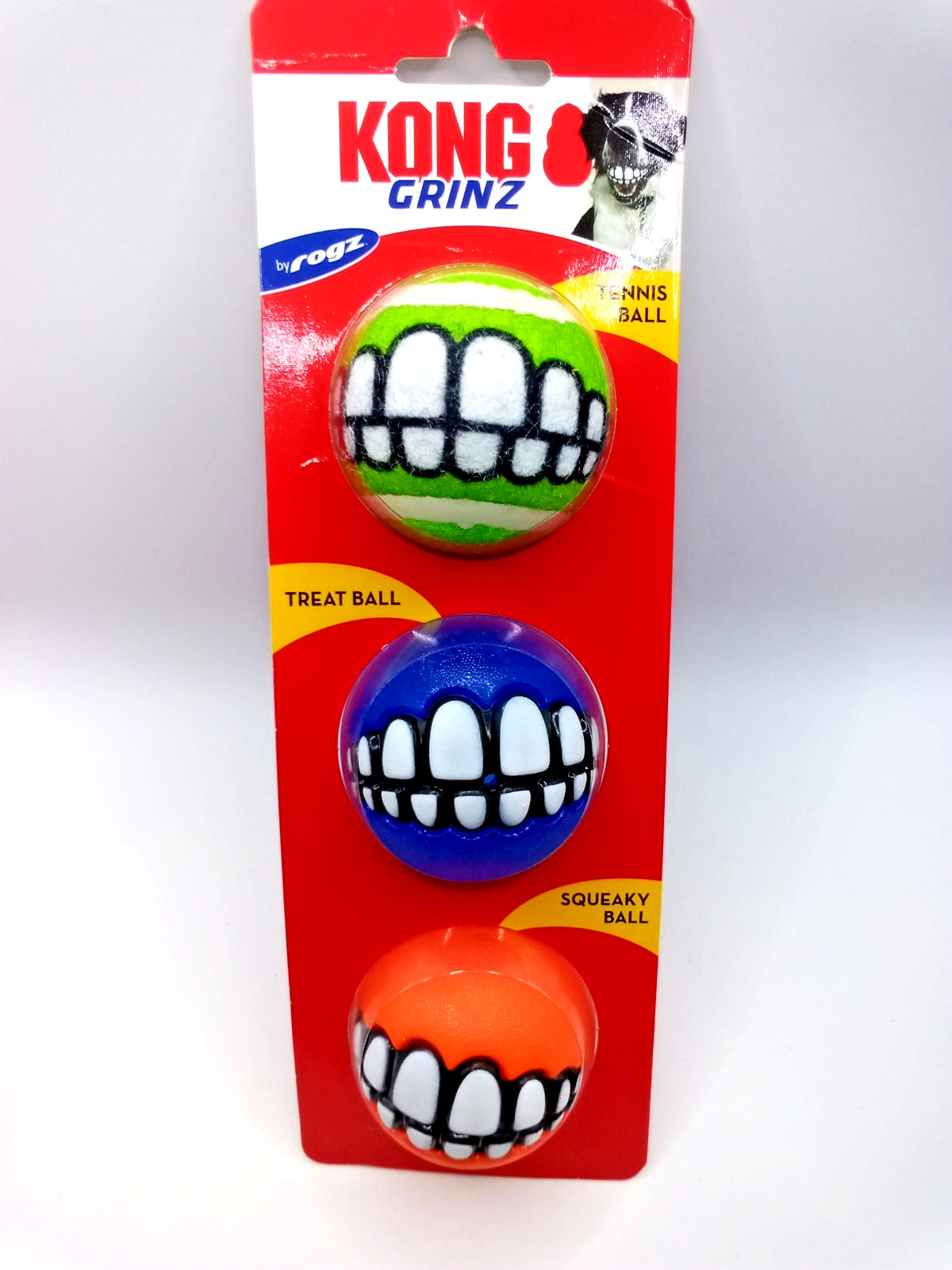 Kong Grinz by Rogz Variety Tennis, Treat, Squeaky Ball Medium NEW