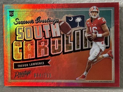 Trevor Lawrence 2021 Panini Prestige Seasons Greetings Xtra Points Red RC /299
