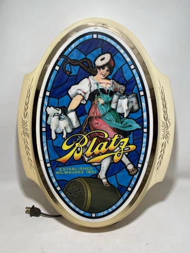 Vintage Blatz Beer Valerie Cameo Illuminated Plastic Sign