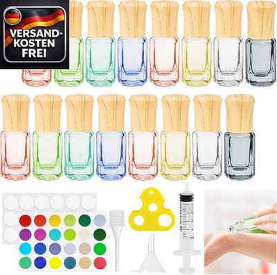 Glas Roll-on Flaschen für ätherische Öle 3ml Mehrfarben Set für Reisen, Parfüm,