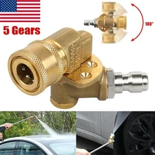Pivoting Coupler High Pressure Washer 1/4" Quick Connect Rotary Adapter 5 Gears
