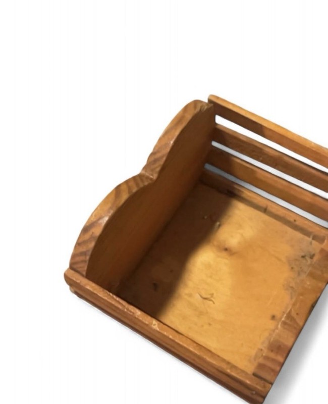 Handcrafted Wood box Organizer Tray, Small Slatted heart Organizer Bin Crate