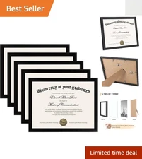 Versatile 5-Frame Set - Lightweight Black 8.5x11 Frames for Wall or Tabletop