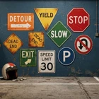 Race Car Metal Wall Sign Set Vintage Road Traffic Decor 9 Pcs