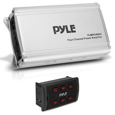 Pyle PLMRC400X4 800W 4Ch Class D Marine Amp w/ Wireless Receiver Remote