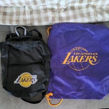 Los Angeles Lakers Black Team Backpack and Purple Drawstring Pack-Two backpacks
